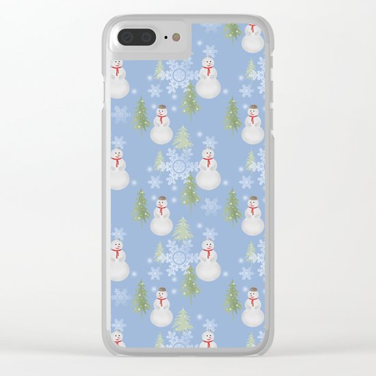 Winter . Christmas . New year . Blue background . Clear iPhone Case