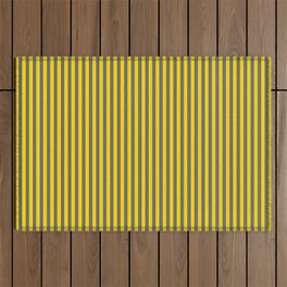 [ Thumbnail: Dim Grey and Yellow Colored Striped Pattern Outdoor Rug ]