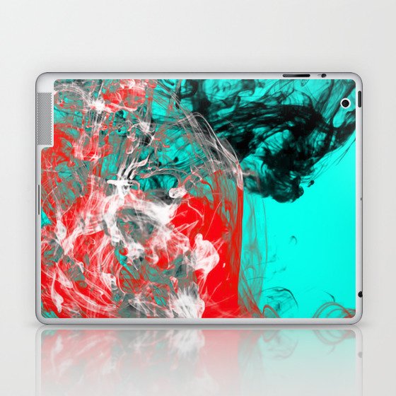 Marbled Collision Abstract Red Blue Black And White Mixed