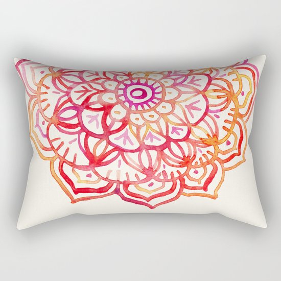 Watercolor Medallion in Sunset Colors Rectangular Pillow