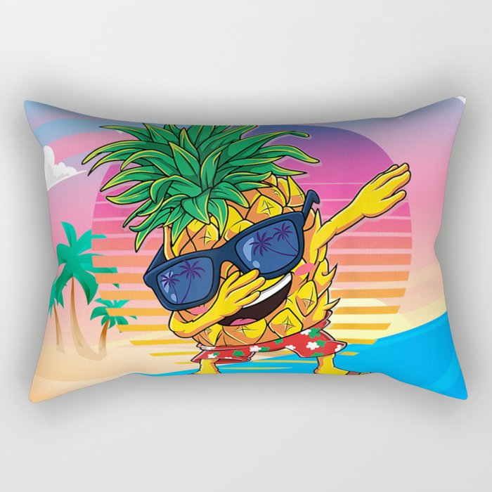 Summer Dabbing Pineapple Rectangular Pillow