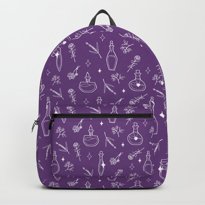 Potions and Herbs Repeating Pattern Purple Backpack