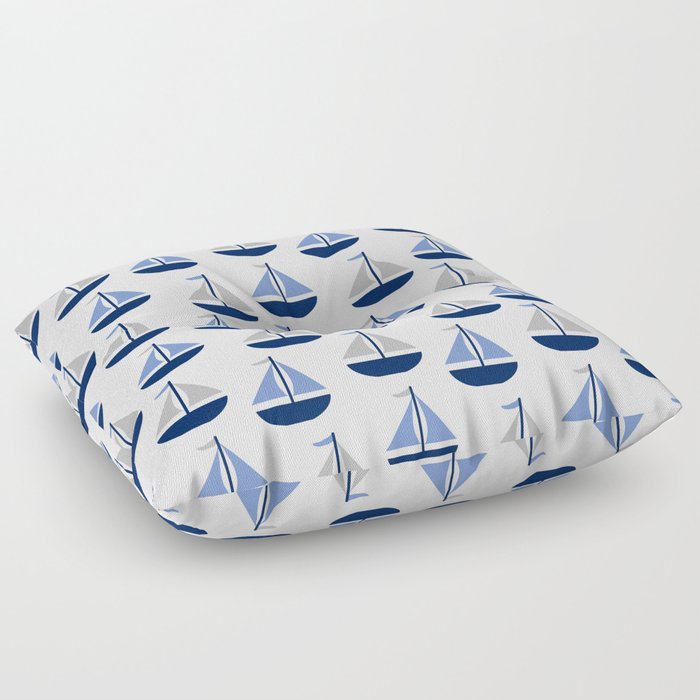 Nautical Sailboat Navy Blue Gray  Floor Pillow