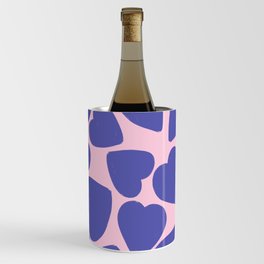 Very Peri Hearts Pattern on Blush Pink Wine Chiller