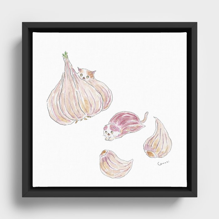 Garlic Cats Framed Canvas