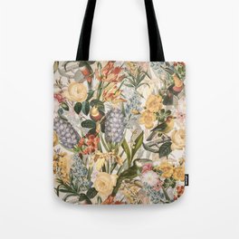Vintage Tropical Flower And Bird Garden Tote Bag