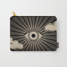 Radiant eye minimal sky with clouds - black and gold Carry-All Pouch
