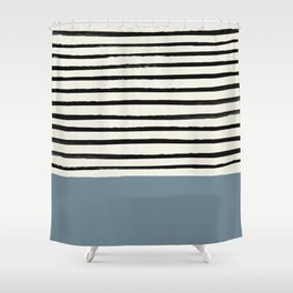 Dusty Blue x Stripes Shower Curtain