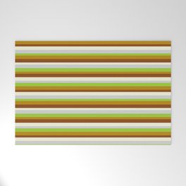[ Thumbnail: Eyecatching Light Grey, Green, Dark Goldenrod, Brown, and Beige Colored Lined Pattern Welcome Mat ]