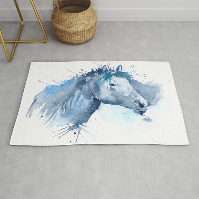 Watercolor Horse Portrait Abstract Paint Splatter Rug By Chengjing Society6