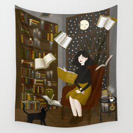 floating books Wall Tapestry