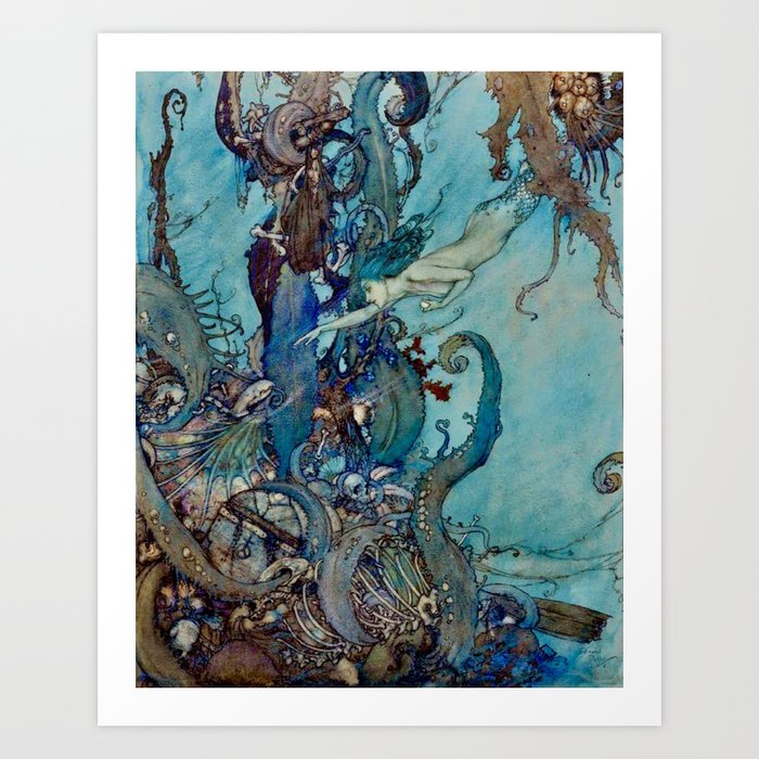 “Mermaid” by Edmund Dulac  Art Print