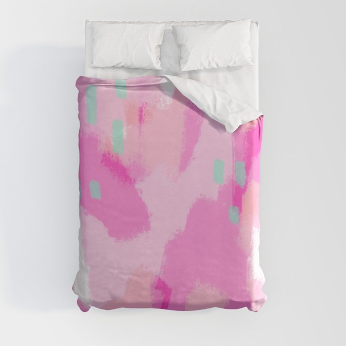 amelia - Pink Abstract Digital Painting Duvet Cover