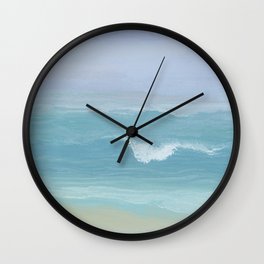 Seashore Small Wave Breaking Wall Clock | Clouds, Painting, Ocean, Wave, Sand, Seashore, Sea, Seaside, Sky, Sun 