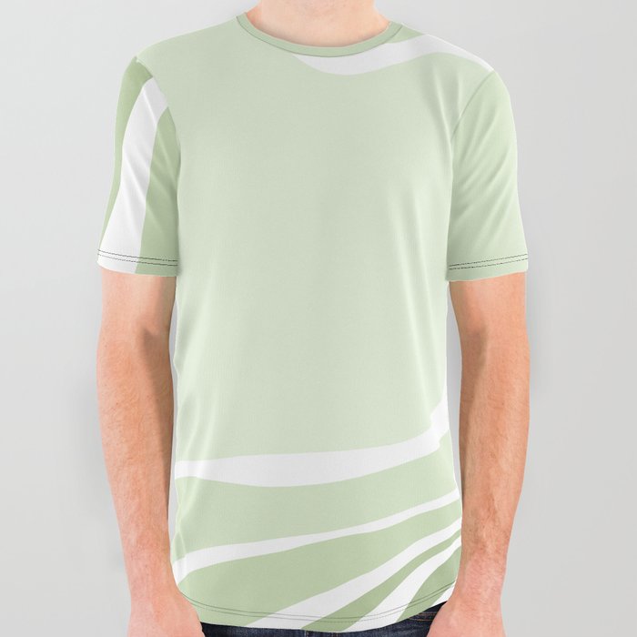 Sage Green Gradient Abstract Mountains Landscape All Over Graphic Tee