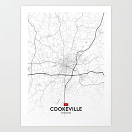 Cookeville, Tennessee, United States - Light City Map Art Print