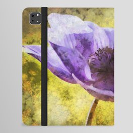 Mauve Anemone Flower Acrylic Painting iPad Folio Case