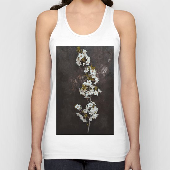 Cherry Blossom on black Unisex Tank Top