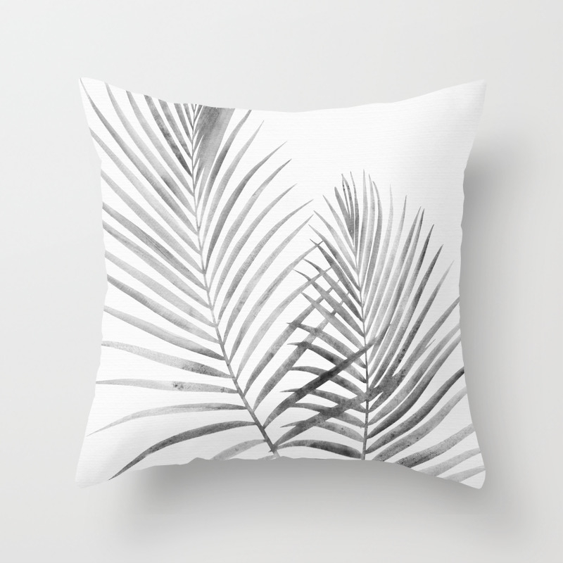 Black And White Palm Fronds Throw Pillow By Kristiangallagher Society6