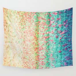 yellow green blue floral illusion perceived fabric look Wall Tapestry