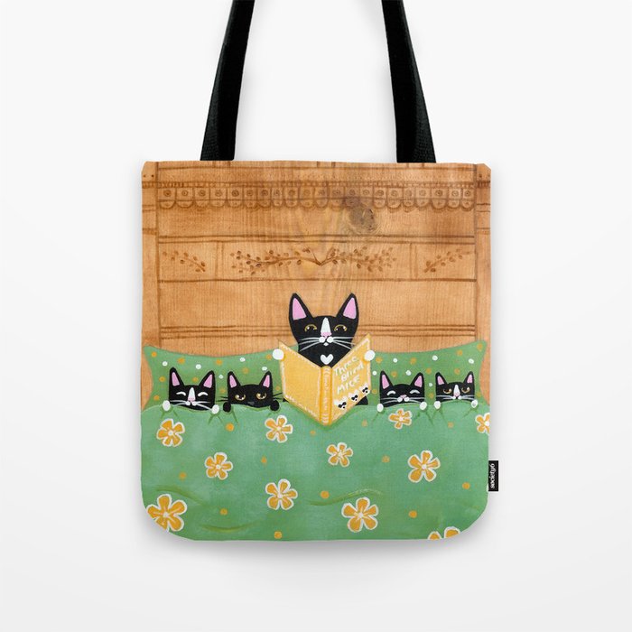 Kitten Bed Time Story Tote Bag