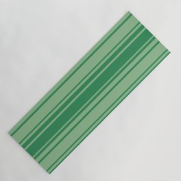 [ Thumbnail: Dark Sea Green & Sea Green Colored Stripes Pattern Yoga Mat ]