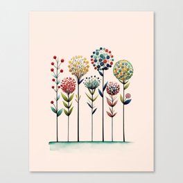 Whimsical Cute Abstract Summer Flowers Meadow Canvas Print