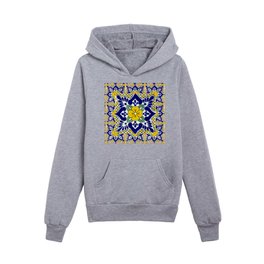 talavera mexican tile in yellow and blu Kids Pullover Hoodies