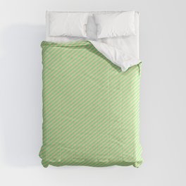 [ Thumbnail: Tan and Light Green Colored Stripes Pattern Comforter ]