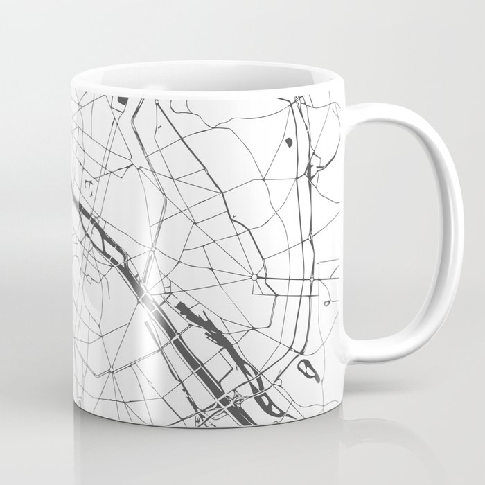 Paris France Minimal Street Map - Gray and White Coffee Mug