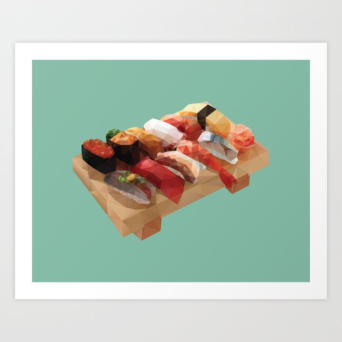 Nigiri Sushi Platter Polygon Art Art Print