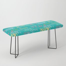 Enjoy The Colors  - Colorful typography modern abstract pattern on turquoise color background  Bench