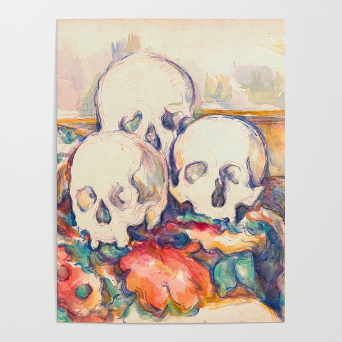 Paul Cezanne - The Three Skull Watercolor Poster