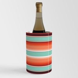 Aqua Orange Mexican stripe blanket Serape Saltillo  Wine Chiller