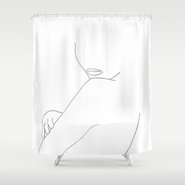 femme Shower Curtain | Lines, Drawing, Black   White, Ink Pen, Hands, Line, Digital, Lips, Back, Black and White 