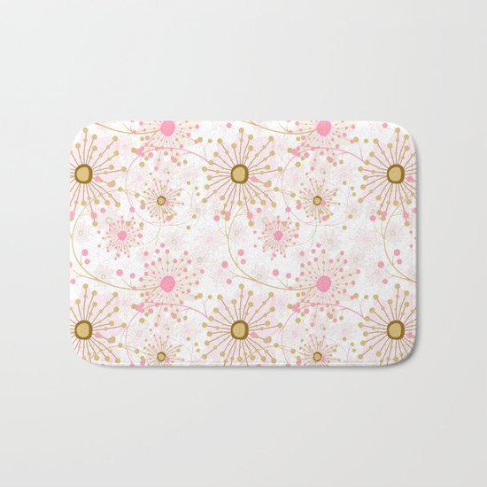 Retro . Abstract pattern Dandelions . Bath Mat