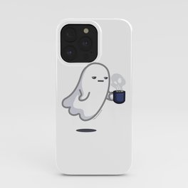 Graveyard Shift - Cute Ghost with Coffee iPhone Case