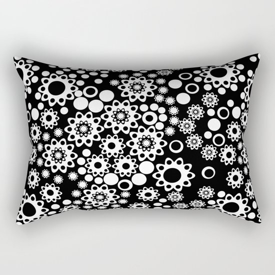Black / white fishnet Lace pattern Rectangular Pillow