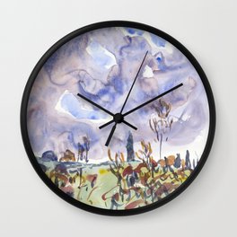 Watercolor No. 31, Landscape with Clouds Wall Clock