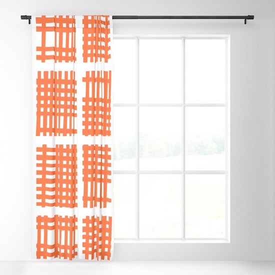 Mid Century Modern Abstract Squares Orange Blackout ...