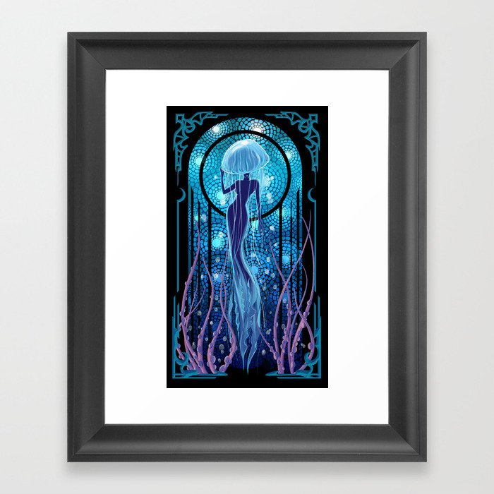 Jellyfish mermaid woman Framed Art Print