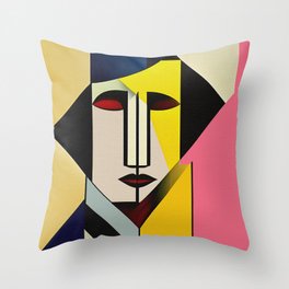 Digital Cubist Paintings. Portraits No.3 Throw Pillow