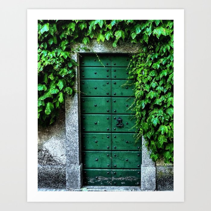 Green Doorway with Ivy Photograph Art Print