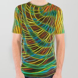 Psychedelic Green And Yellow Abstraction All Over Graphic Tee