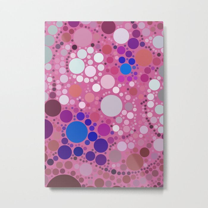 Colorful & Pink Multi Polka Dots Pattern Design Metal Print