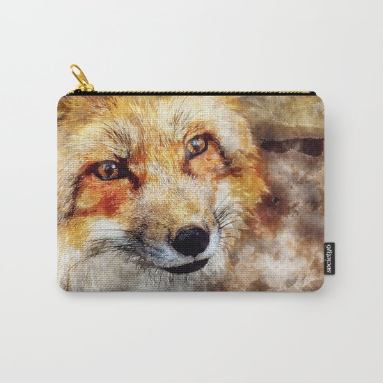 Fox animal nature wild forest- watercolor illustration Carry-All Pouch
