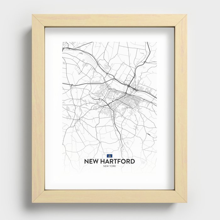 New Hartford, New York, United States - Light City Map Recessed Framed Print