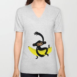 Monkey with a banana V Neck T Shirt
