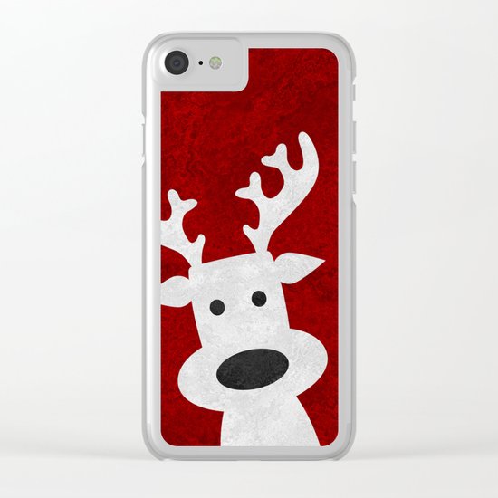 Christmas reindeer red marble Clear iPhone Case