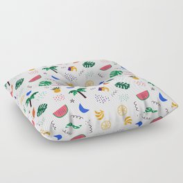 Colorful summer nature drawing seamless pattern Floor Pillow